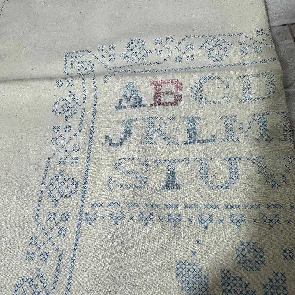 Vintage 1986 Dimensions‎ Stamped Cross Stitch Kit Love and Flowers Sampler 3064